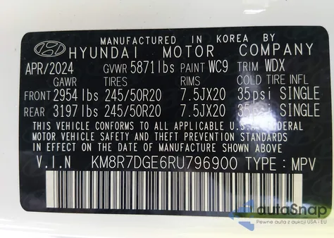 2024 Hyundai Palisade Calligraphy from USA, damaged, VIN KM8R7DGE6RU796900